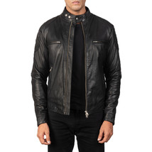 LE Gatsby Black Leather Biker Jacket - £109.34 GBP+