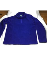 LL BEAN Mens SZ L-reg Blue Snap Pullover Fleece Jacket Zip Pockets - £22.45 GBP