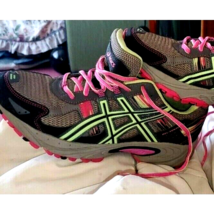 Asics Womens Size 9 Gel Venture 5 Sneakers T5N8N Gray Pink Green - £22.67 GBP