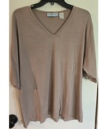 Womens Plus 2X Cotton Country Woman Taupe V-Neck T-Shirt - $25.80 CAD