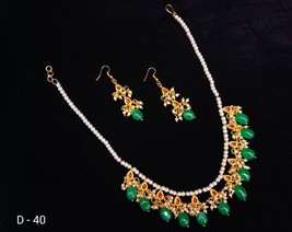 Kundan Meena Wear One Layer Muslim Punjabi Bridal Earrings Jewelry Necklace Set - £16.16 GBP
