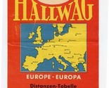 Hallwag Bern Europa Europe Distances Chart 1955  - $11.88