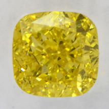 Cushion Cut Diamond Fancy Yellow IGI Certificate Loose Enhanced 0.66 Carat VVS2 - £609.86 GBP