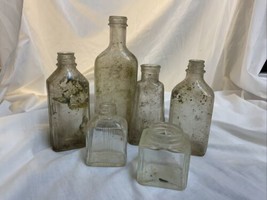 6 Antique Retctangular  Medicine Bottles - £10.41 GBP