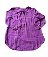 NYDJ Women Purple Pleated Back 3/4 Sleeve Sheer Top Blouse Size Small Ca... - $27.59 CAD
