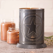 Punched Tin Candle Warmer Handmade Accent Light Star Pattern In Country Tin Usa - £26.66 GBP