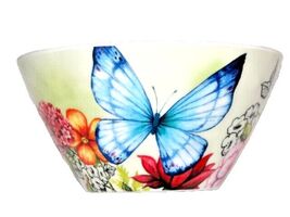 Studio California Soup Dessert Cereal Bowl Butterfly Floral Garden Melam... - $23.93 CAD