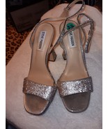STEVE MADDEN WOMEN&#39;S SILVER RHINESTONES 4&quot; HEEL SHOES WITH STRAPS 7.5M NEW - €25,38 EUR