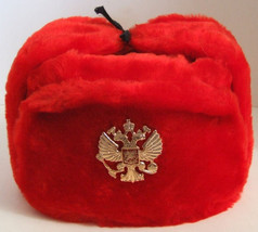 RUSSIAN AUTHENTIC USHANKA RED MILITARY HAT STYLE 1 M, L, XL sizes available - $32.63