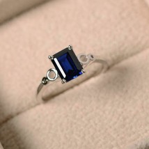 925 Sterling Silver Handmade Certified 3.25Ct Blue Sapphire Gift Ring For Her - £43.14 GBP