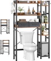 Rustic Brown, Freestanding Space-Saving Storage Rack Above Toilet Stand ... - $129.98