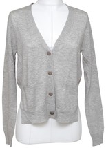 3.1 PHILLIP LIM Cardigan Sweater Knit Grey V-Neck Long Sleeve Silk Cashmere M - £94.70 GBP