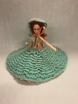 Green hand made Crochet Knit  Doll 11 Inch yarn Scarlett toy girls - £12.65 GBP