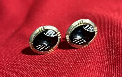 Vintage Black Lucite Gold Tone Cuff Links Lot J92 - $11.26
