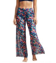 BAR III Multi-Color Polka Dot Wide Leg Sheer Chiffon Swim Cover-Up Pants... - $16.99