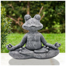 Frog Statue Garden Sculpture Decor Meditation Zen Pose Pool Sitting Yoga... - £24.77 GBP
