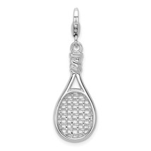 Sterling Silver Tennis Racquet Lobster Clasp Charm Jewerly 35mm x 11mm - £18.90 GBP