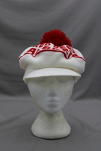 Vintage Winter Beanie Hat - Red Deer Alberta Wrap Script - Adult Stretch Fit - £38.37 GBP