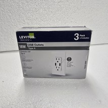 Leviton 15 Amp Tamper Resistant Duplex Outlet &amp; USB Charger, T5632-3BW 3... - $21.77