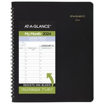 AT-A-GLANCE Large Print Monthly Planner, 7&quot; x 8-3/4&quot;, Black, 2024, 70LP0905 - £36.13 GBP