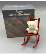 Ornament Avon collection Metal Teddy in a Rocking Chair Red White Bear B... - £7.53 GBP