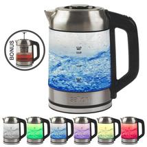 8 cordless electric jug kettle 1 7l with led color changing temperature and tea steeper thumb200