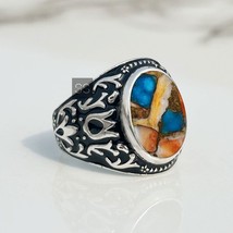 Oyster copper turquoise ring, 925 Silver, Men Turquoise Ring, Handmade Jewelry - £63.09 GBP