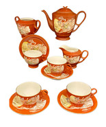 Antique Oriental Tea Set Godess of Wind China Teapot Cup Saucer Sugar Bo... - £122.66 GBP