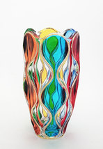 Red Sea vase bohemia crystal handpainted Murano style Venezia - £203.79 GBP