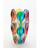Red Sea vase bohemia crystal handpainted Murano style Venezia - £205.09 GBP
