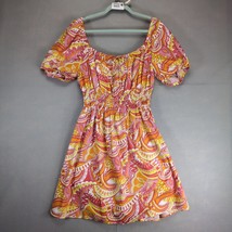 Chloe &amp; Rene Off-Shoulder Peasant  Dress Plus Sz 2X Orange Boho Pattern ... - $30.00