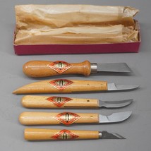 New Old Stock Bracht Germany Carving Knife Wood Working 5 Piece Set - £74.03 GBP