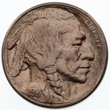 1914-S 5C Buffalo Nickel in AU Condition, Excellent Eye Appeal, Strong Luster - £145.38 GBP