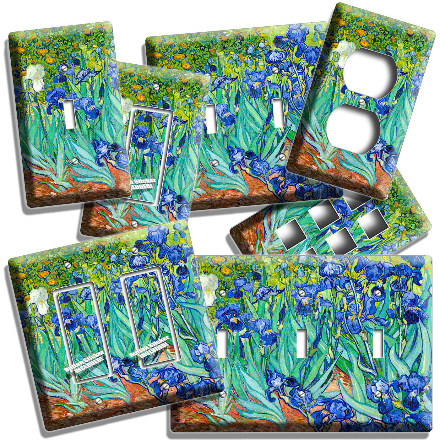 VINCENT VAN GOGH IRISES FLOWER GARDEN LIGHT SWITCH OUTLET PLATES ART ROOM DECOR