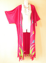 CD563 Floral Kimono Hand Painted Batik Plus Open Duster Maxi Cardigan up... - £23.48 GBP