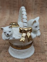 Mikasa Kittens in A Basket Trinket Box Gold Gilt Fine Porcelain Cats FK0... - $19.79