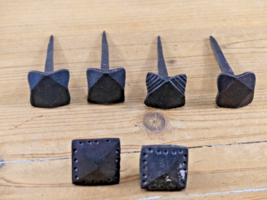 6 DECORATIVE NAILS SQUARE CLAVOS HAND FORGED METAL TACKS DIFFERENT STYLES - £11.18 GBP