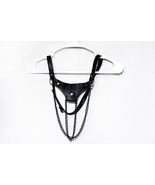 Female Soft Nappa Leather  T-Thong Panties With Chain Black Or Silver Chain - $29.69