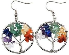 Natural 7 Chakra Stones Agate Multicolor Reiki Gemstones Earring - £17.48 GBP