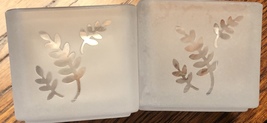 PartyLite Frosted Square Glass Fern Votive Candle Holder Set of 2 New in... - $25.69