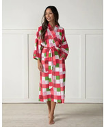 PRINTFRESH Robe Anthropologie Organic Cotton Buffalo Plaid Pink Green Sm... - $63.36