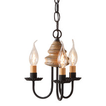 Wood Metal Bellview Chandelier 3 Candle Candelabra Usa Americana Pearwood - £210.50 GBP