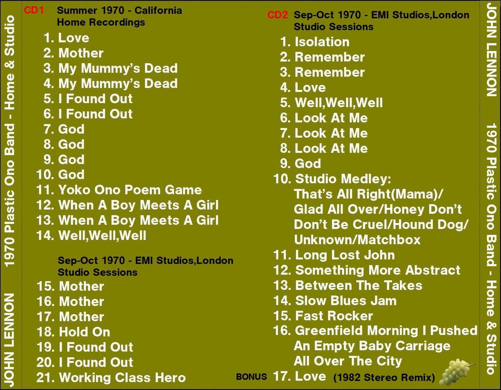 John Lennon 1970 Plastic Ono Band Home & Studio Rare Unreleased Outtakes 2 CDs Item image 2