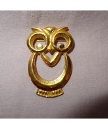 Vintage Owl Pin Brooch Metal Gold Tone Large Eyes - £11.90 GBP