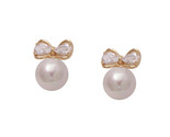 Simple bow-shaped pearl earrings, 925 silver stud earrings with anti-allergy pro - $21.88