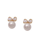 Simple bow-shaped pearl earrings, 925 silver stud earrings with anti-all... - €18,59 EUR