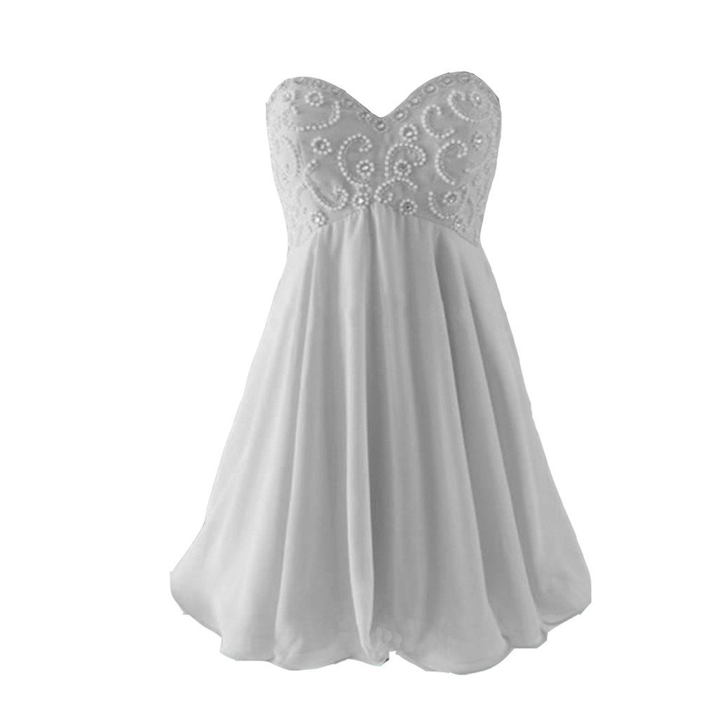 Kivary Chiffon Sweetheart Empire Pearls Beaded Short Prom Homecoming Dresses Sil