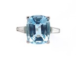 Platinum 4.71 Carat Genuine Natural Aquamarine and Diamond Ring (#J6509) - £2,265.98 GBP