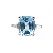 Platinum 4.71 Carat Genuine Natural Aquamarine and Diamond Ring (#J6509) - £2,283.60 GBP