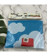 Vintage 90s Hot Air Balloon Wind Sock New Blue Rainbow Applique 60 inches - $22.76